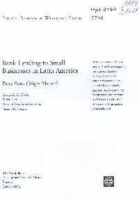 Imagen de la cubierta de Bank lending to small businesses in Latin America : does Bank origin matter?