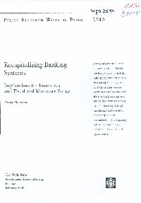 Imagen de la cubierta de Recapitalizing banking systems : implications for incentives and fiscal and monetary policy