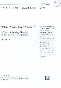 Imagen de la cubierta de What makes banks special ? a study of banking, finance, and economic development