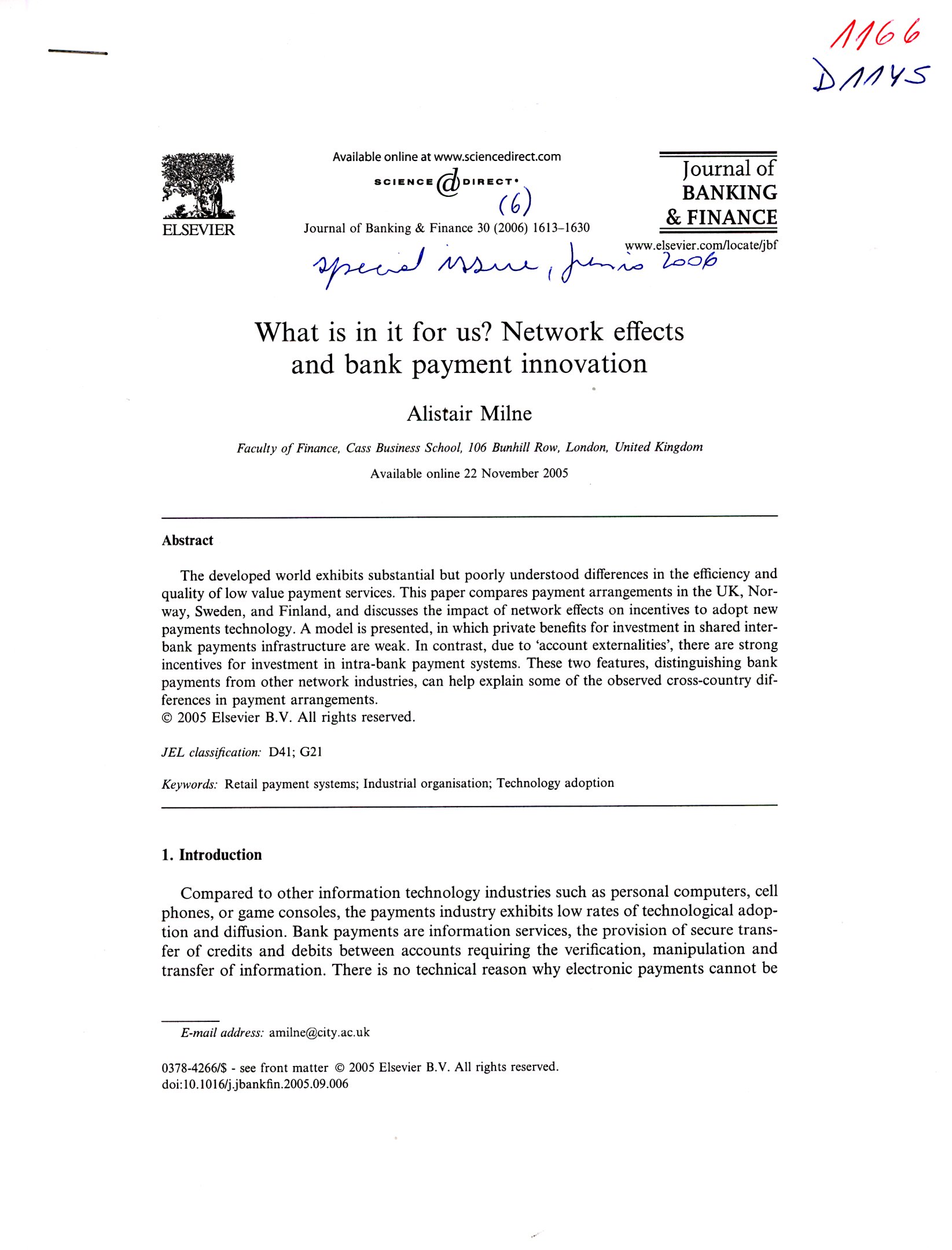 Imagen de la cubierta de What is in it for us? network effects and bank payment innovation