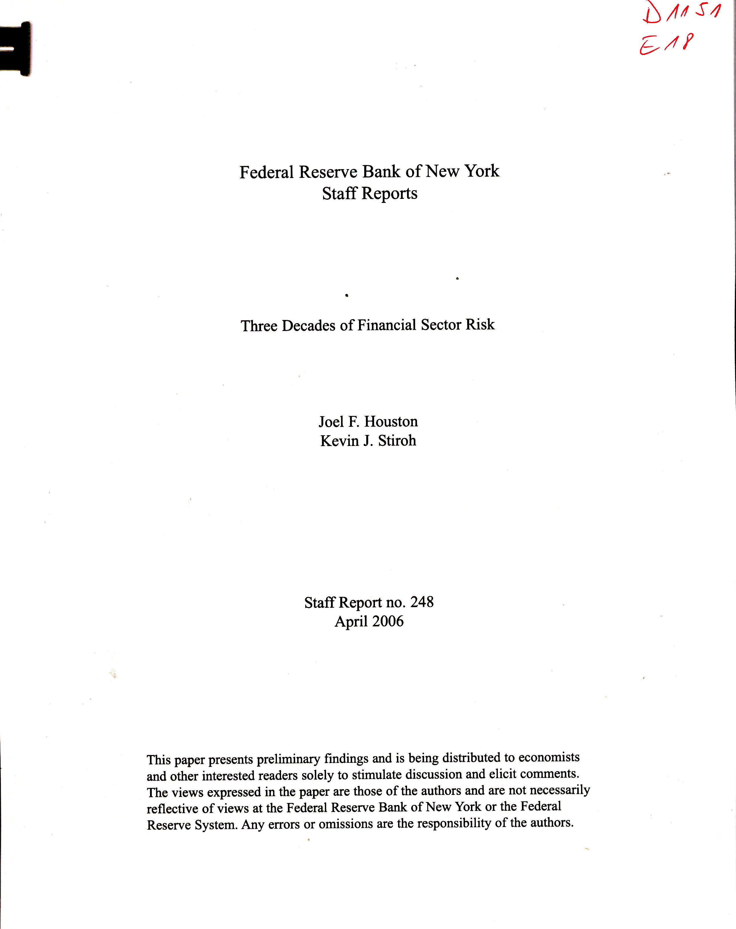 Imagen de la cubierta de Three decades of financial sector risk