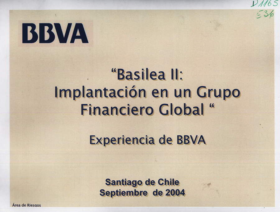 Imagen de la cubierta de Desafíos para la Implementación de Basilea II en Chile, presentación del Superintendente