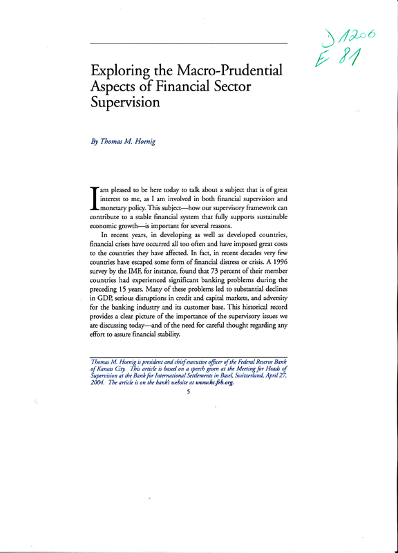 Imagen de la cubierta de Exploring the macro-prudential aspects of financial sector supervision
