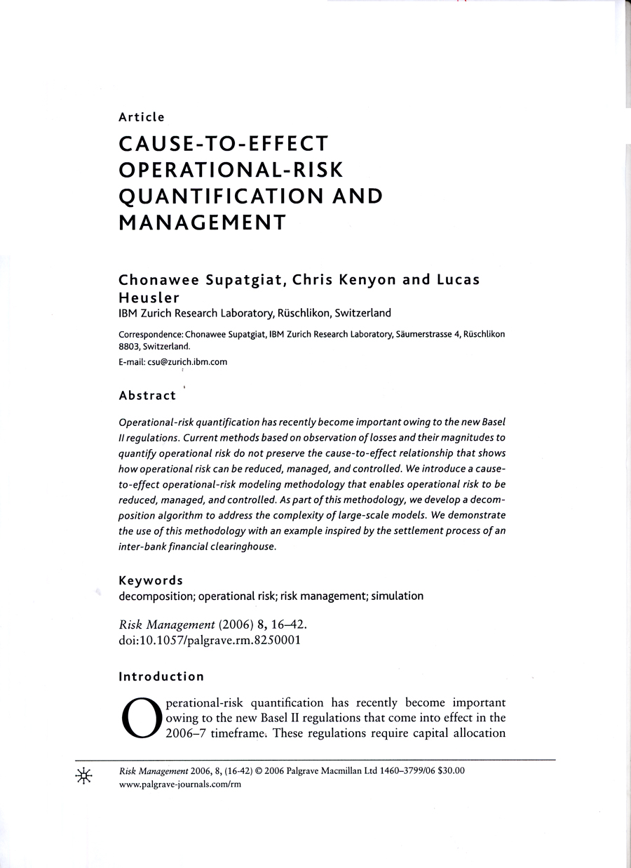 Imagen de la cubierta de Cause-to-effect operational-risk quantification and management