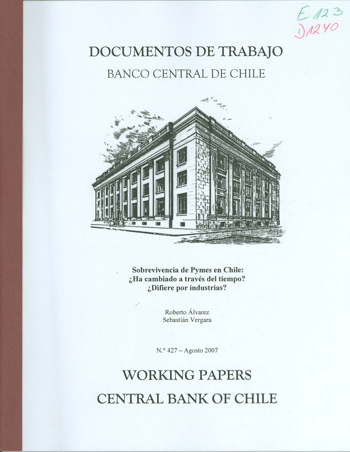 Imagen de la cubierta de Sobrevivencia de Pymes en Chile: &iquest;Ha Cambiado a Trav&eacute;s del Tiempo?, &iquest;Difiere por Industrias?