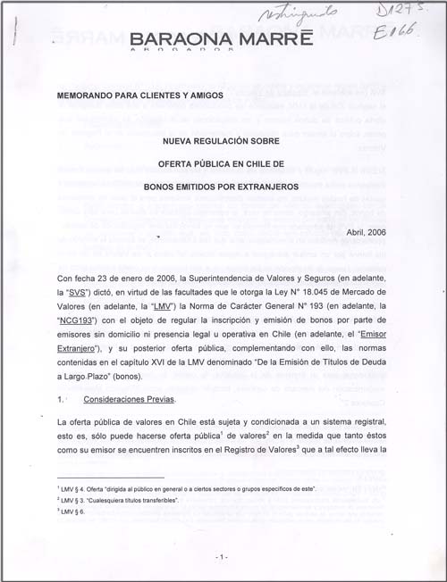 Imagen de la cubierta de Nueva regulaci&oacute;n sobre oferta p&uacute;blica en Chile de bonos emitidos por extranjeros