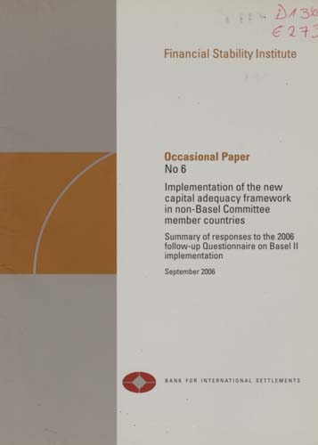 Imagen de la cubierta de Implementation of the new capital adequacy framework in non-Basel Committee member countries