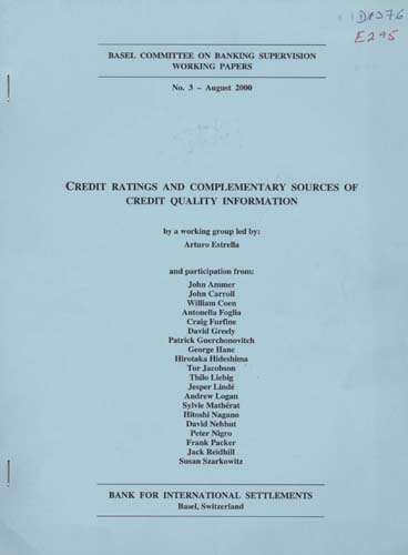 Imagen de la cubierta de Credit ratings and complementary sources of credit quality information