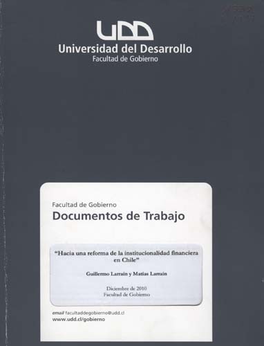 Imagen de la cubierta de Hacia una reforma de la institucionalidad financiera en Chile