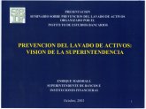 Imagen de la cubierta de Prevención del lavado de activos: visión de la Superintendencia