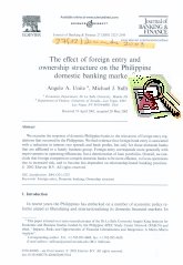 Imagen de la cubierta de The effect of foreign entry and ownership estructure on the Philippine domestic banking market.