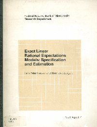 Imagen de la cubierta de Exact linear rational expectations models: