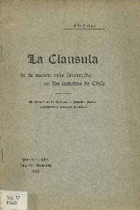 Imagen de la cubierta de La clasula de la naci&oacute;n m&aacute;s favorecida en los tratados de Chile