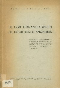 Imagen de la cubierta de De los organizadores de sociedades an&oacute;nimas