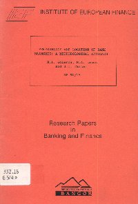 Imagen de la cubierta de Perfomance and location of bank branches: