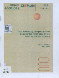 Imagen de la cubierta de Características y perspectivas de los acuerdos regionales en las América de los noventa.