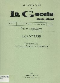 Imagen de la cubierta de Ley org&aacute;nia del Banco Central de Costa Rica