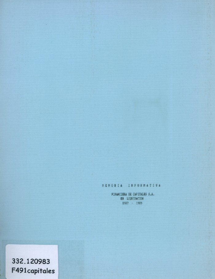 Imagen de la cubierta de Financiera de Capitales S.A. en liquidación 1982-1989