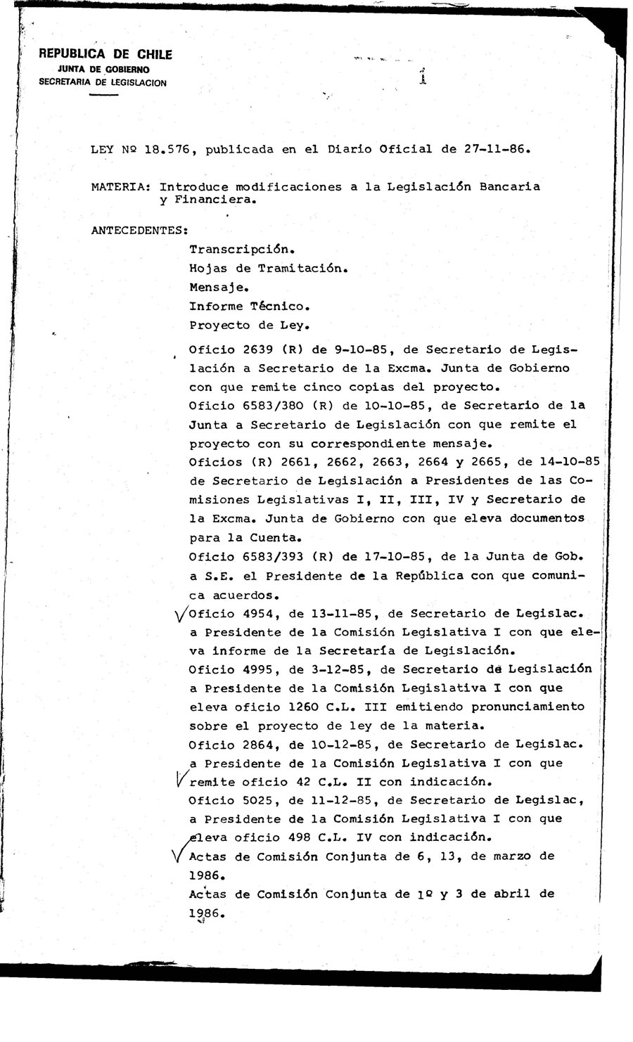 Imagen de la cubierta de Historia de la ley 18.022, publicada en el Diario Oficial de 19 de agosto de 1981