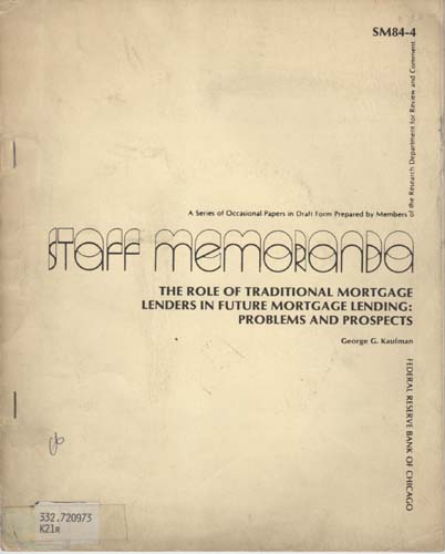Imagen de la cubierta de The role of traditional mortgage lenders in future mortgage lending: problems and prospects.