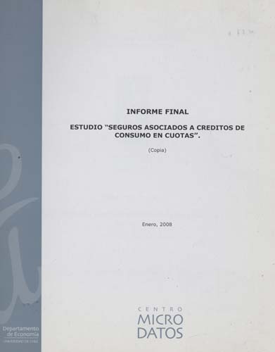 Imagen de la cubierta de Estudio "Seguros asociados a créditos de consumo en cuotas