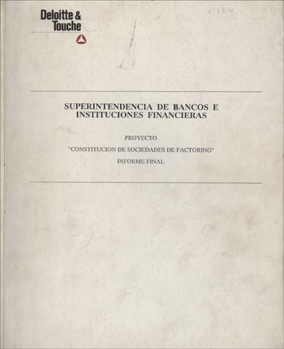Imagen de la cubierta de Superintendencia de Bancos e Instituciones Financieras. Proyecto constituci&oacute;n de sociedades de factoring.