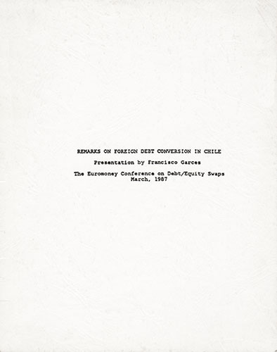 Imagen de la cubierta de Remarks on foreign debt conversion in Chile.