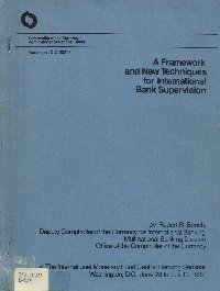 Imagen de la cubierta de A framework and new techniques for international bank supervision