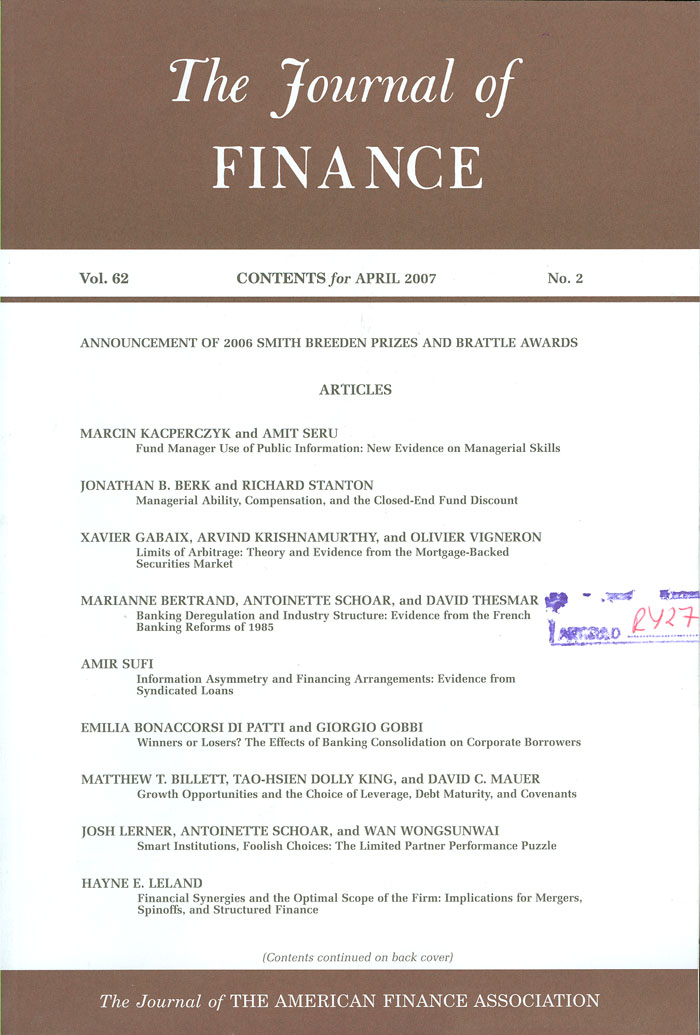 Imagen de la cubierta de The risk-adjusted cost of financial distress