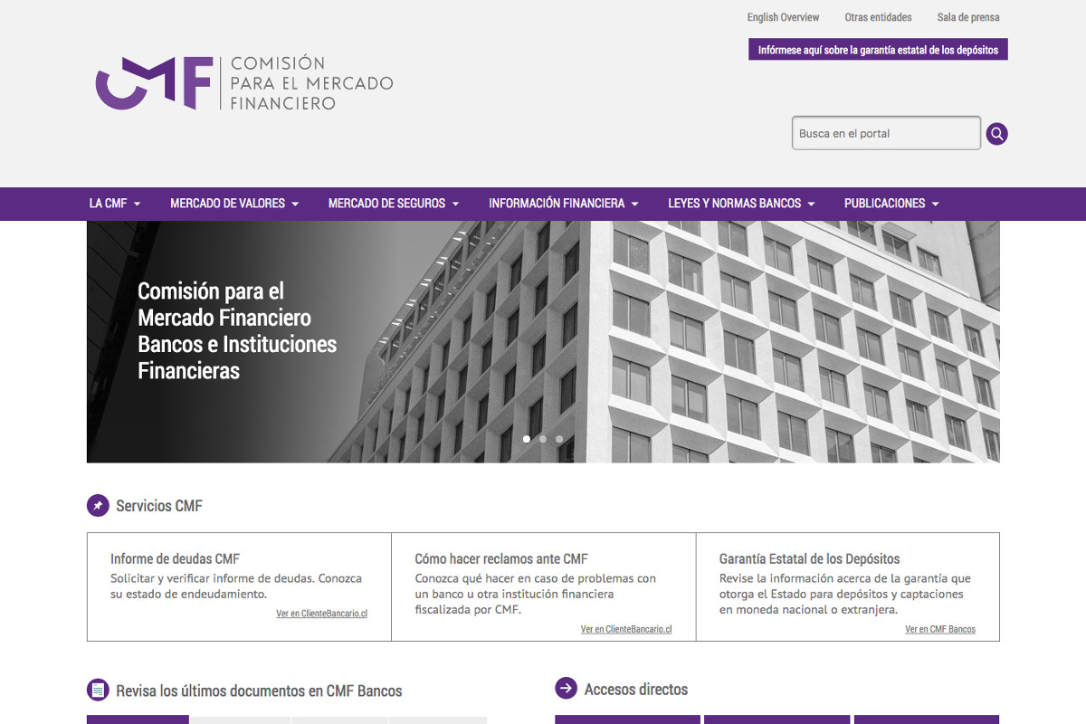 Sitio web CMF Bancos e Instituciones Financieras