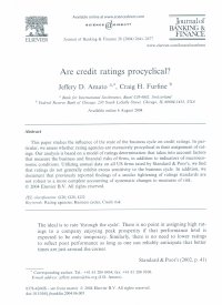 Imagen de la cubierta de Are credit ratings procyclical?