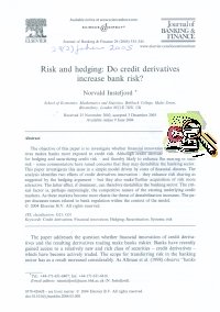 Imagen de la cubierta de Risk and hedging: do credit derivatives increase bank risk?