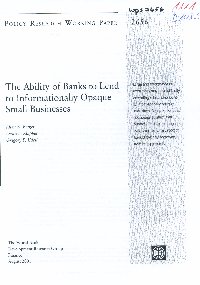 Imagen de la cubierta de The ability of banks to lend to informationally opaque small businesses