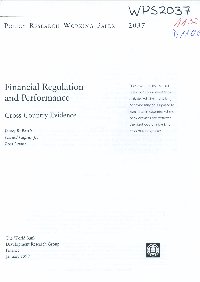 Imagen de la cubierta de Financial regulation and performance : cross-country evidence