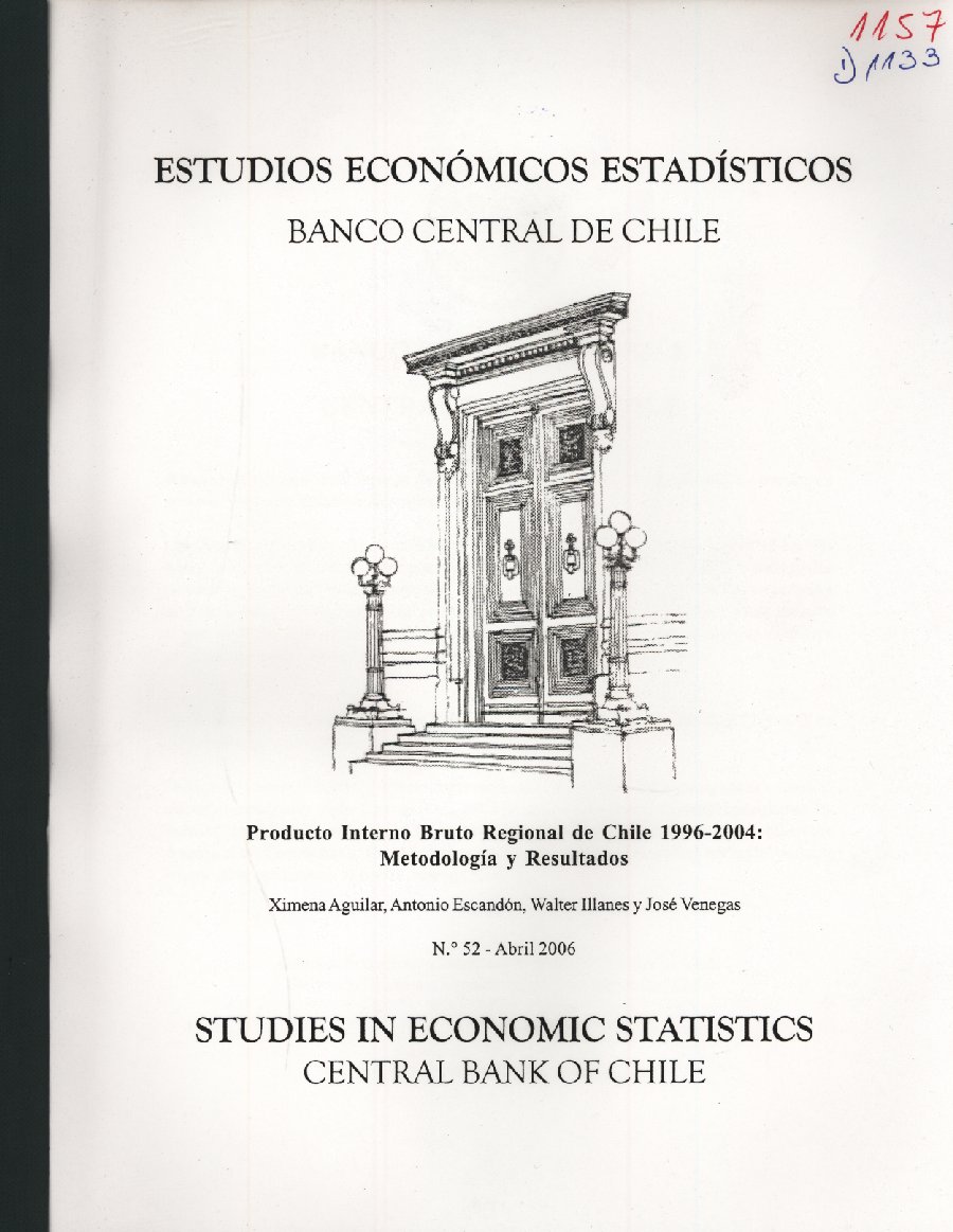 Imagen de la cubierta de Producto interno bruto regional de Chile 1996-2004: metodología y resultados