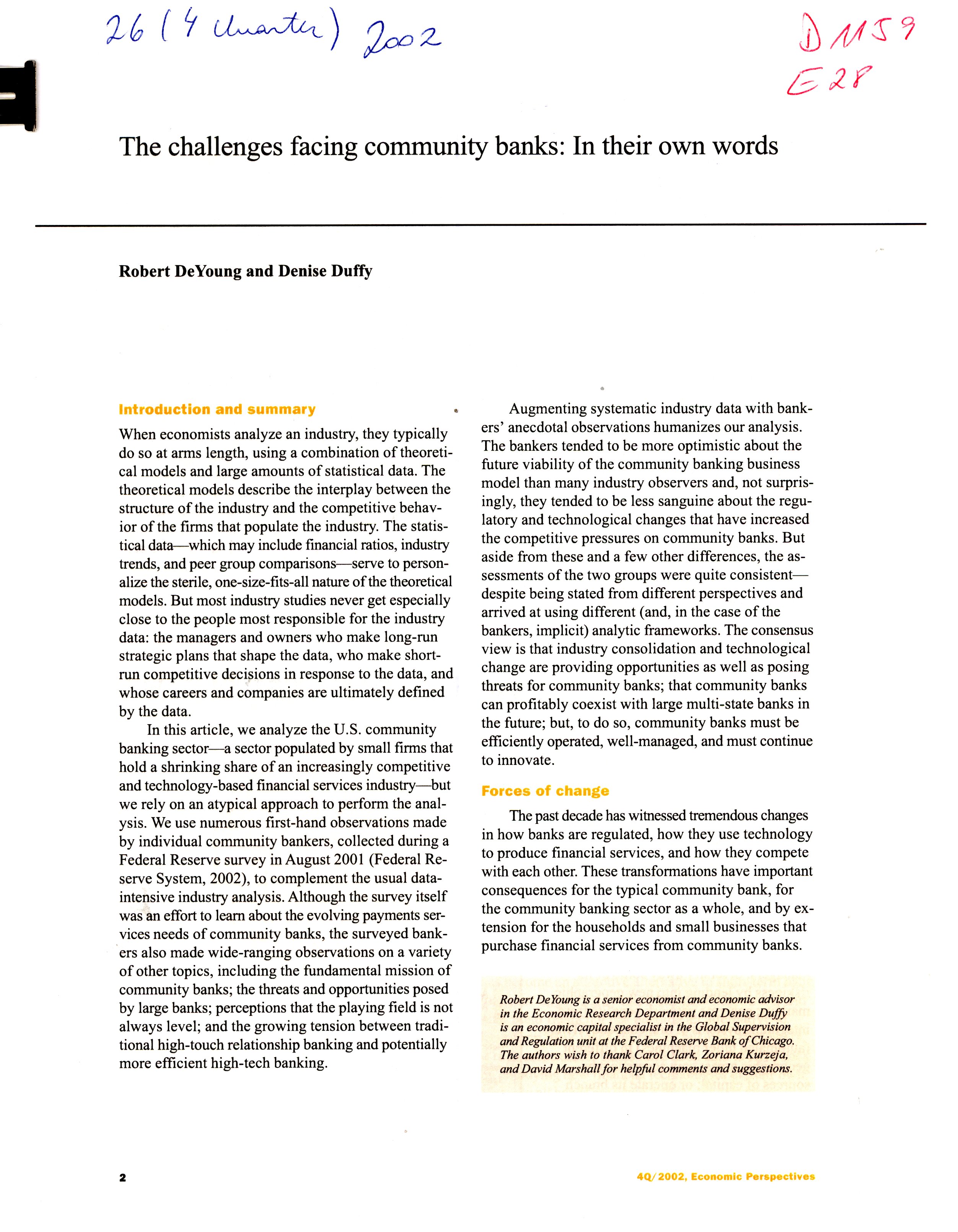 Imagen de la cubierta de The challenges facing community banks: in their own words