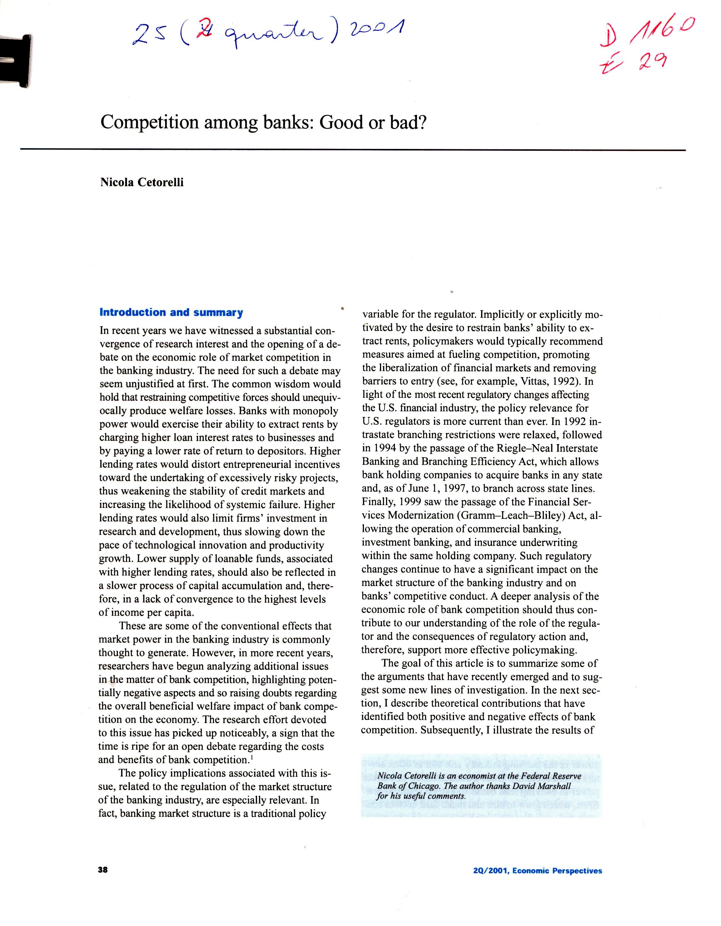 Imagen de la cubierta de Competition among banks: good or bad?