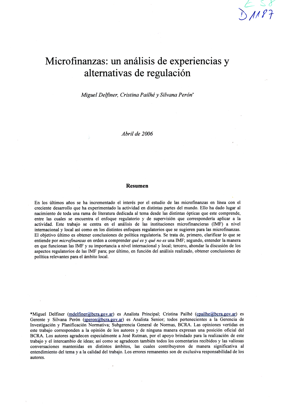 Imagen de la cubierta de Microfinanzas: un análisis de experiencias y alternativas de regulación