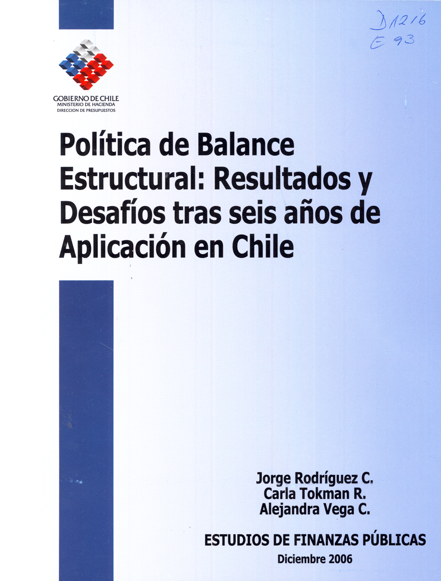 Imagen de la cubierta de Política de balance estructural: resultados y desafíos tras seis años de aplicación en Chile