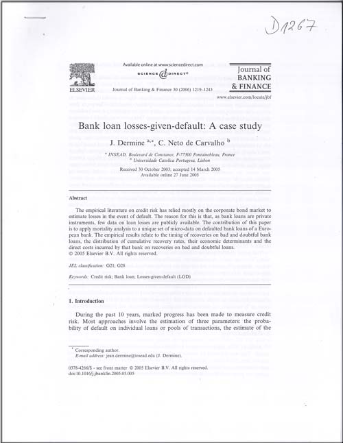 Imagen de la cubierta de Bank loan losses-given-default: a case study