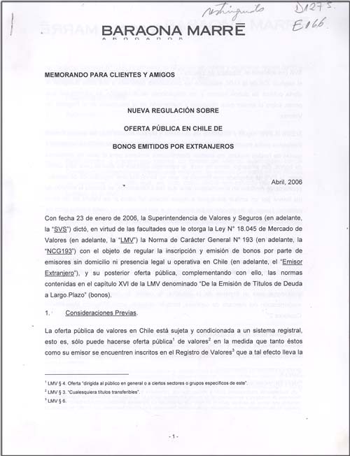 Imagen de la cubierta de Nueva regulación sobre oferta pública en Chile de bonos emitidos por extranjeros