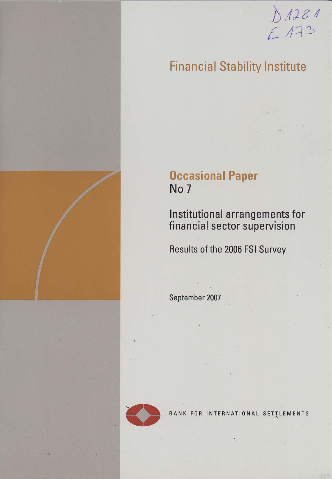 Imagen de la cubierta de Institutional arrangements for financial sector supervision