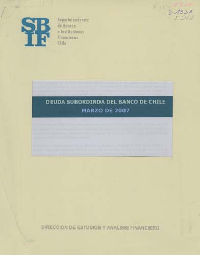 Imagen de la cubierta de Deuda subordinada del Banco de Chile.