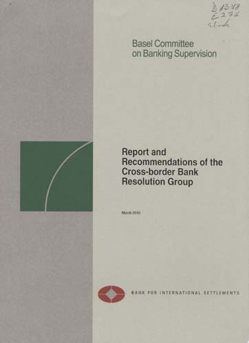 Imagen de la cubierta de Report and recommendations of the Cross-border Bank Resolution Group