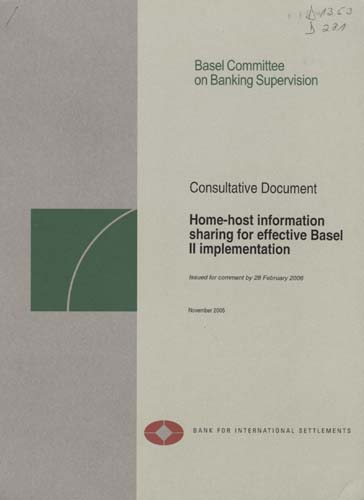 Imagen de la cubierta de Home-host information sharing for effective Basel II implementation