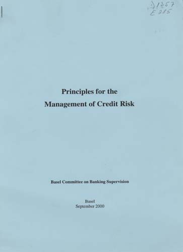 Imagen de la cubierta de Principles for the Management of Credit Risk