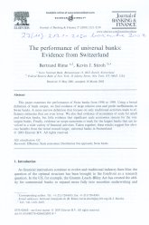 Imagen de la cubierta de The performance of universal banks: evidence from Switzerland