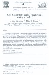 Imagen de la cubierta de Risk management, capital structure and lending at banks