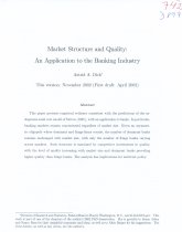 Imagen de la cubierta de Market structure and quality: An application to the banking industry