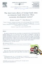 Imagen de la cubierta de The short-term effects of foreign bank entry on domestic bank behaviour: Does economic development matter?